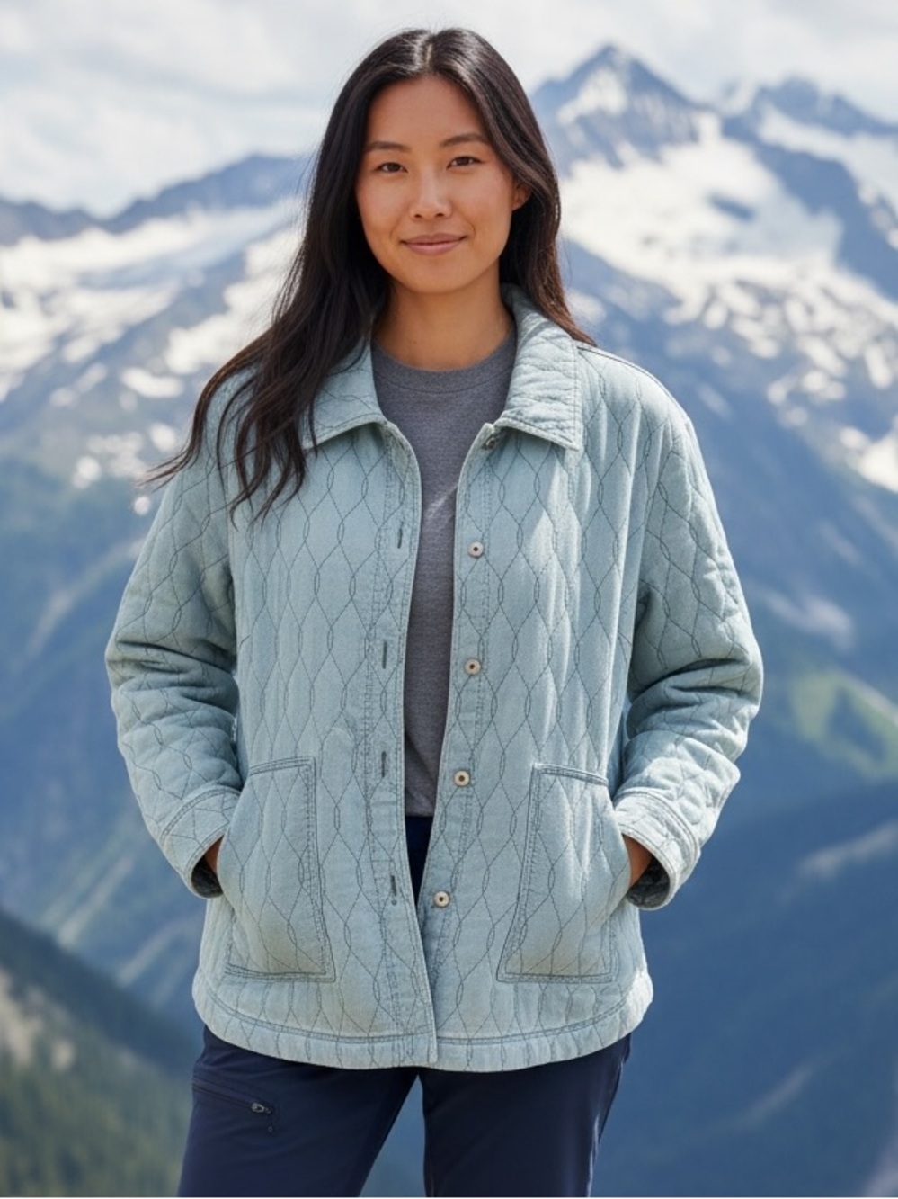 J. Jill Light Blue Quilted Women's Jacket plus 3X.